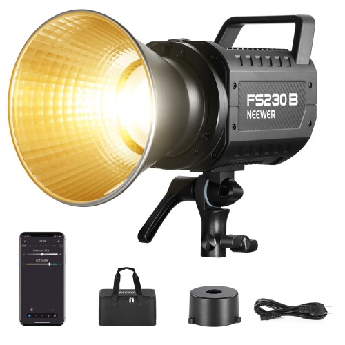 NEEWER FS230B 撮影用ライト LEDビデオライト 230W 高出力 2.4G/APP制御 高輝度定常光 110000lux/1m 二色 調光可能 2700K-6500K CRI 97+ 12種照明効果 Bowensマウント 静音 COB補助光 TikTok/YouTubeライブ対応 スタ