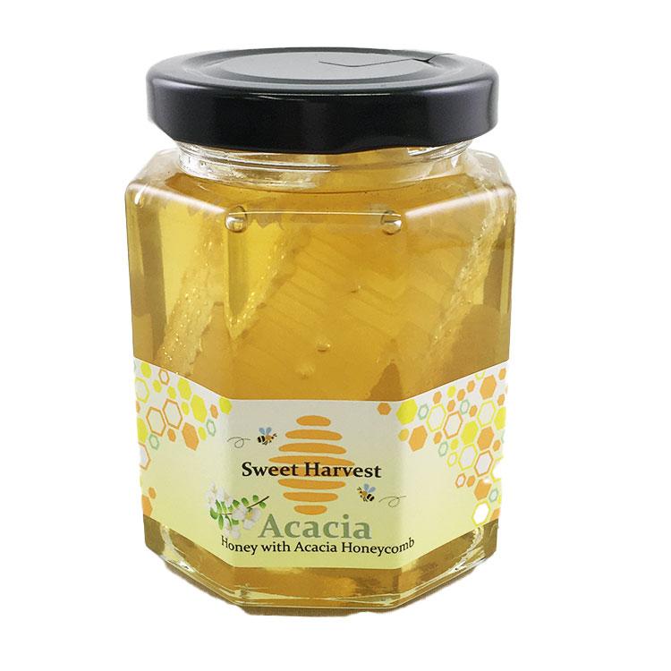 豊産業 スウィートハーベストアカシアハチミツ巣入り 250g 蜂蜜 コムハニー アカシア 贅沢 健康|Macaron