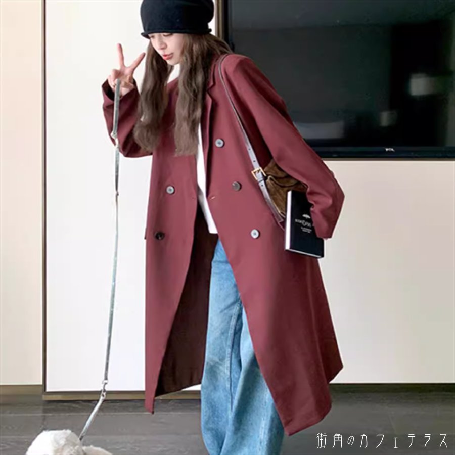 楽天市場】ダブルボタンロングコート Wブレスト ロングコート ボルドー