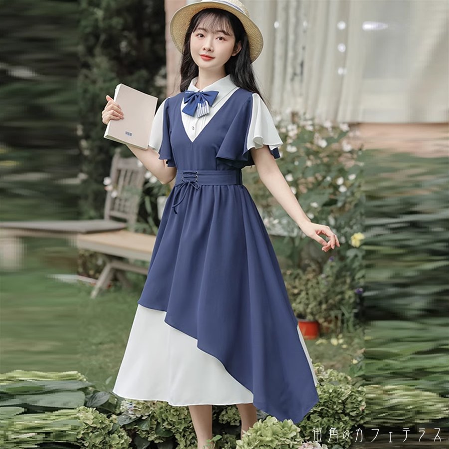 ラウンド衿付きコルセット型ワンピース ◇受注商品◇ラウンド衿付きコルセット型ワンピース：赤黒チェック×黒