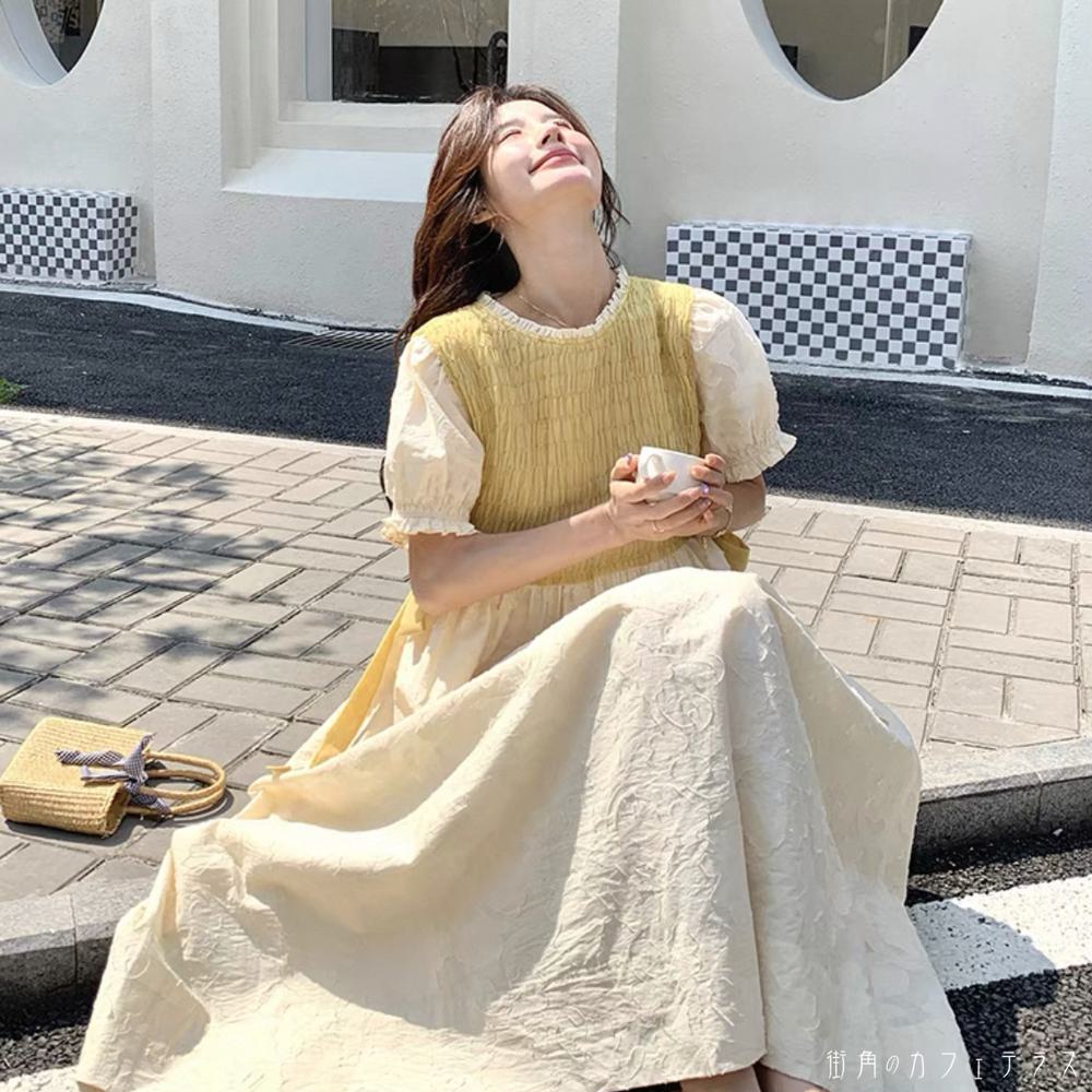ロングワンピ ひざ丈 ミモレ ゆったり 半袖 Uネック Aライン フレア プルオーバー 薄手生地 可愛い 大人可愛い きれいめ シンプル カジュアル シック コンサバ 華やか 大人 上品 おしゃれ お洒落 主役級 こなれ感 高見え フェミニン ガーリー 無地 夏 レディース 女性用 ママ｜街角のカフェテラス 店