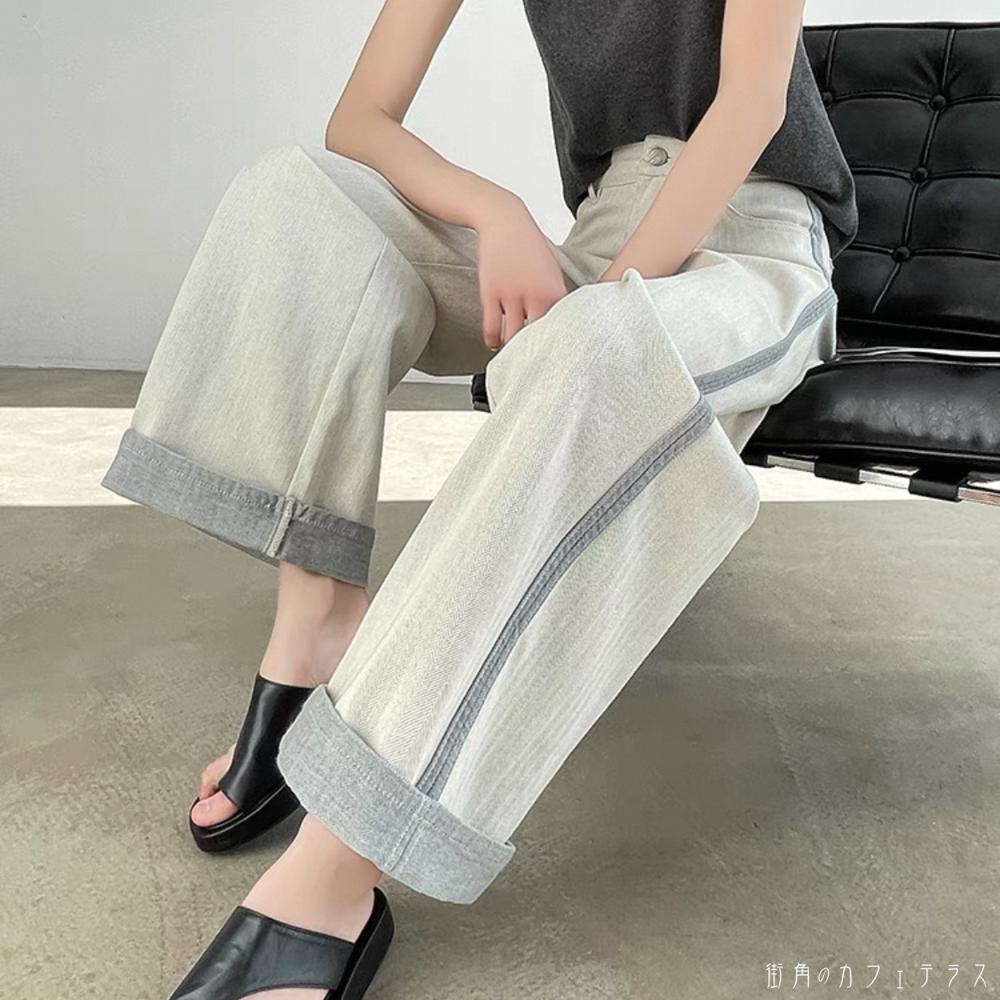 ワイドパンツ フレア Aライン ボトム ロング ポケット バイカラー かわいい 大人可愛い 大人女子 綺麗 シンプル カジュアル 大人 上品 おしゃれ お洒落 こなれ感 ラフ コンサバ 着痩せ レディライク 無地 夏 30代 40代 レディース 女性用 デート お出かけ 女子会 お呼ばれ｜街角のカフェテラス 店