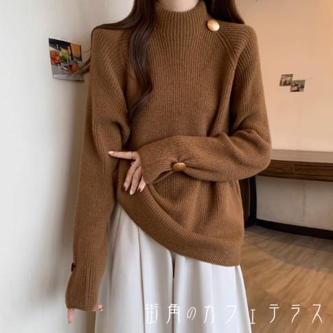 セーター 3色 リブニット 30代 40代 女性用 レディース ママ トップス ロング丈 ゆったり 長袖 萌え袖 ハイネック タートルネック Aライン フレア プルオーバー 防寒 あったか 温かい 無地 かわいい 大人可愛い 大人女子 こなれ感 シンプル カジュアル 大人