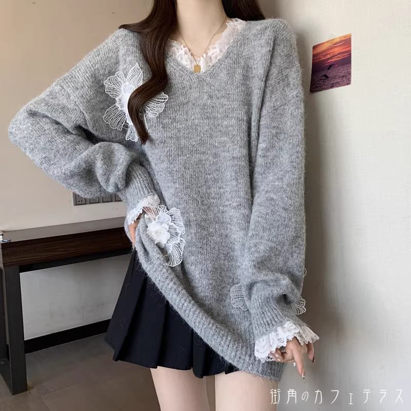 セーター 2色 リブニット 30代 40代 女性用 レディース ママ ロング丈 ゆったり 長袖 ハイネック Aライン フレア プルオーバー 花モチーフ 厚手生地 防寒 あったか 温かい かわいい 大人可愛い 大人女子 こなれ感 シンプル カジュアル 大人 上品 おしゃれ お洒落 ラフ