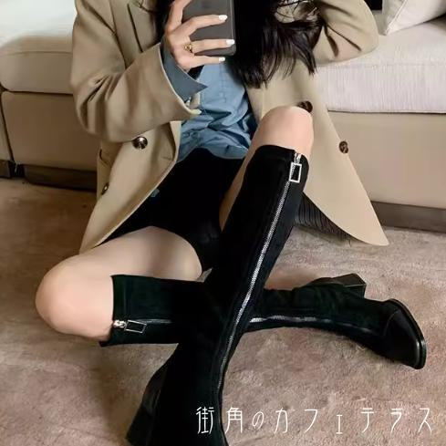 ロングブーツ 2色 靴 ハイヒール アーモンドトゥ レザー スエード 異素材ドッキング エレガント 可愛い 大人可愛い きれいめ シンプル カジュアル シック コンサバ 華やか 大人 上品 おしゃれ 主役級 こなれ感 高見え 無地 冬 お呼ばれ レディース 女性用 ママ 30代 40代 OL