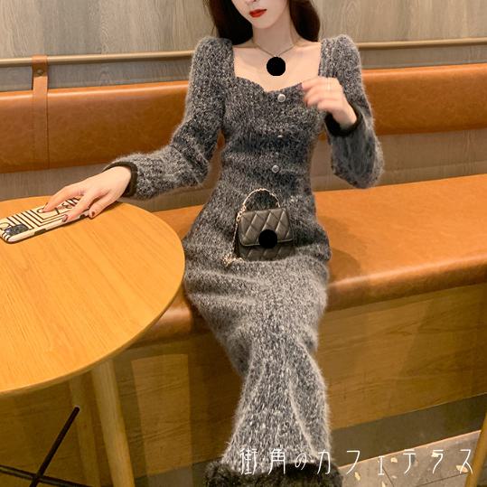 ロングワンピ リブニット ミモレ 長袖 ラウンドネック Aライン フレア プルオーバー 厚手生地 ふわふわ 可愛い 大人可愛い きれいめ シンプル カジュアル シック コンサバ 華やか 大人 上品 おしゃれ お洒落 主役級 こなれ感 高見え 無地 冬 レディース 女性用 ママ 30代