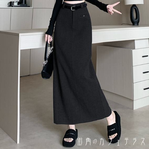 ロングスカート ペンシルスカート 2色 冬 ストレート Iライン ウール 厚手 かわいい 大人可愛い きれいめ シンプル カジュアル 大人 上品 おしゃれ お洒落 こなれ感 コンサバ系 ラフ 抜け感 モード系 レディライク 無地 20代 30代 40代 レディース 女性用 オフィス ビジネス