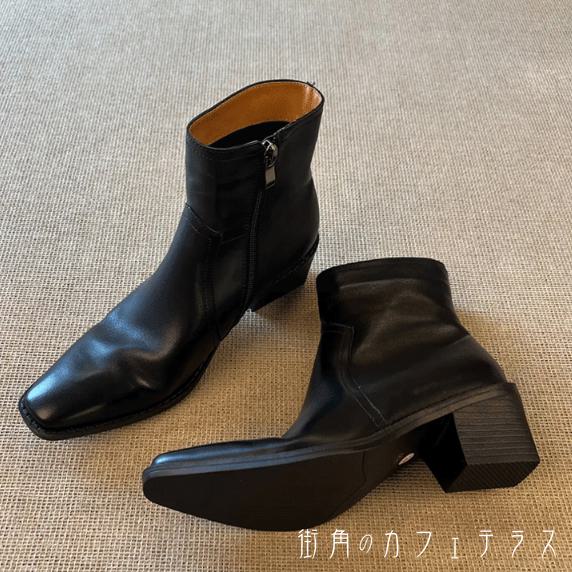 ブーツ 革靴 靴 チャンキーヒール PU レザー スクエアトゥ エレガント 可愛い 大人可愛い きれいめ シンプル カジュアル シック コンサバ 華やか 大人 上品 おしゃれ 主役級 こなれ感 高見え 動きやすい 無地 秋 冬 お呼ばれ レディース 女性用 ママ 30代 40代 OL 通勤