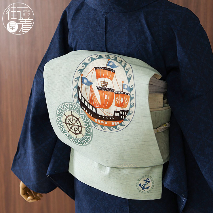楽天市場】本場筑前「博多織」紗夏帯 - 献上柄/蔦唐草(紺