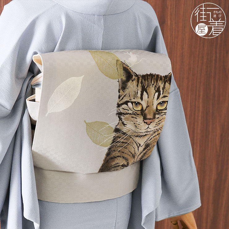楽天市場】＼2点で3％OFFクーポン／「撫松庵」 刺繍細帯 - 猫と鉄線 