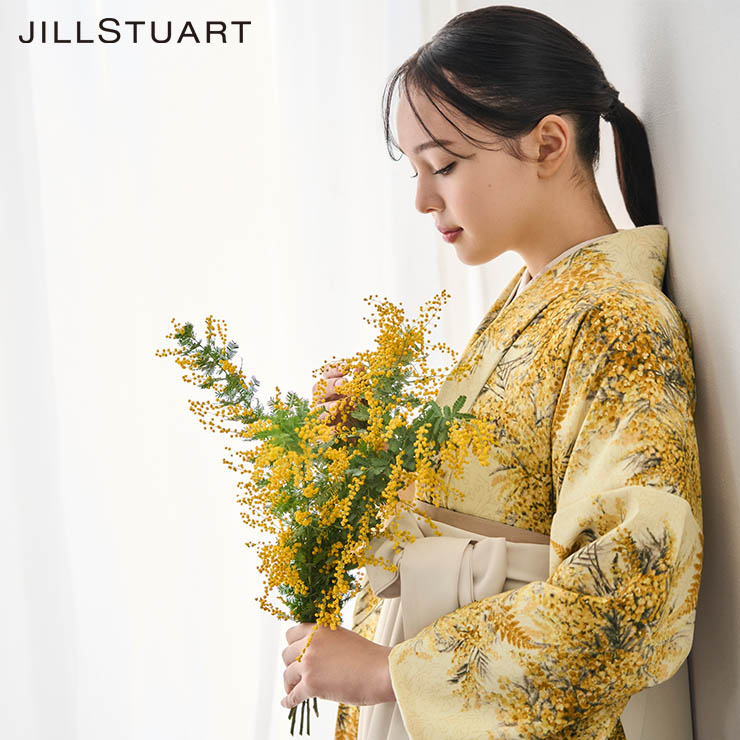 【 レンタル 】大学 卒業式 袴セット ディライトミモザ ゴールデンイエロー クリーム L JILLSTUART ジルスチュアート 花 フラワー 袴 フルセット 二尺袖 着物 振袖 和服 大学生 卒業 大卒袴 卒業式袴 卒業袴 入学式 往復送料無料 貸衣裳 袴レンタル【GN-63/GH-61】(ma606s)｜街着屋 ～きもの遊び～