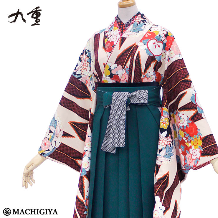 ＼WeekendSale開催中!／【 レンタル 】大学 卒業式 袴セット 花丸に矢絣 黒 緑 赤茶 Ｍ Ｌ サイズ 矢羽 モダン レトロ 古典柄 九重 袴 フルセット 着物 和服 大卒袴 大卒 卒業 服装 先生 教員 保護者 母 大人 入学式 往復送料無料 貸衣裳【K-207】【H-68】(ma510)