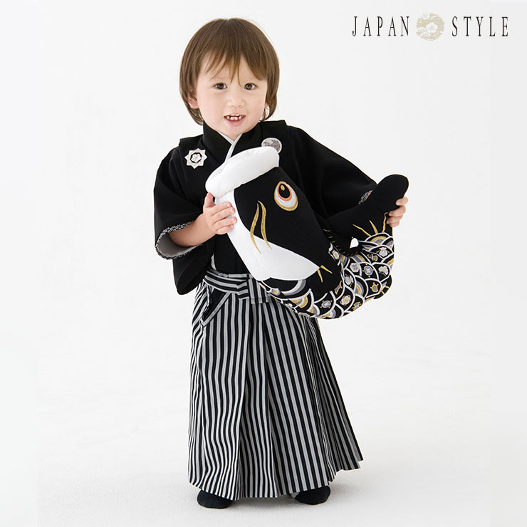 男の子 袴 1歳 100日祝い JAPAN STYLE fu109 お宮参り まちぎやきものレンタル セット ハーフバースデー フォーマル フルセット  ベビー 初節句 子供の日 富士山 往復送料無料 松竹梅 男児 百日祝い 着物 紋付き 縞袴 誕生日 貸衣裳 赤ちゃん 黒 １歳 お洒落 セット