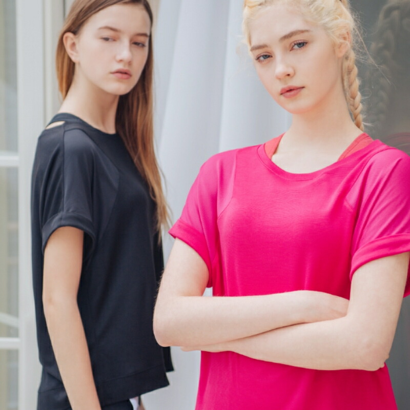 楽天市場 Macaca新作 ヨガウェア Tシャツ ロング丈 丈長い かわいい おしゃれ アシンメトリー レディース 半袖 ヨガウエア ホットヨガ フィットネス ストレッチ ピラティス ジム 可愛い お洒落 無料ラッピング マカカ 2431 2432 2433 2434 ヨガ フィットネス