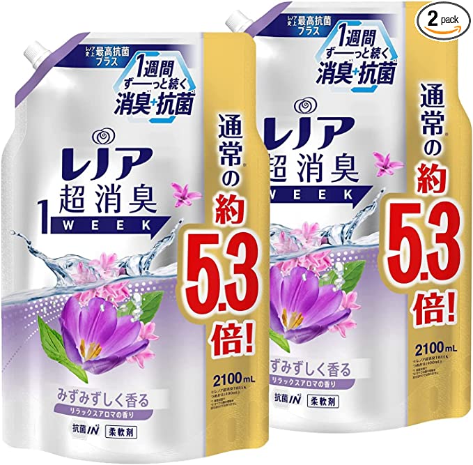 レノア 超消臭 1WEEK 2個 2100mL × リラックスアロマ 柔軟剤 詰め替え ベビーグッズも大集合 1WEEK