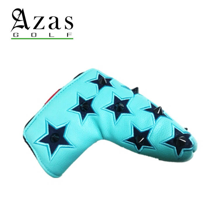 アザスゴルフ 7951 Selmo先取賄う Stella 凶徒 T ブルー Ny Pt パターカバー 合皮 レザー スタッズ 職人の手作り Azas Golf Selmo Head Cover 19sm Pollo Net Au
