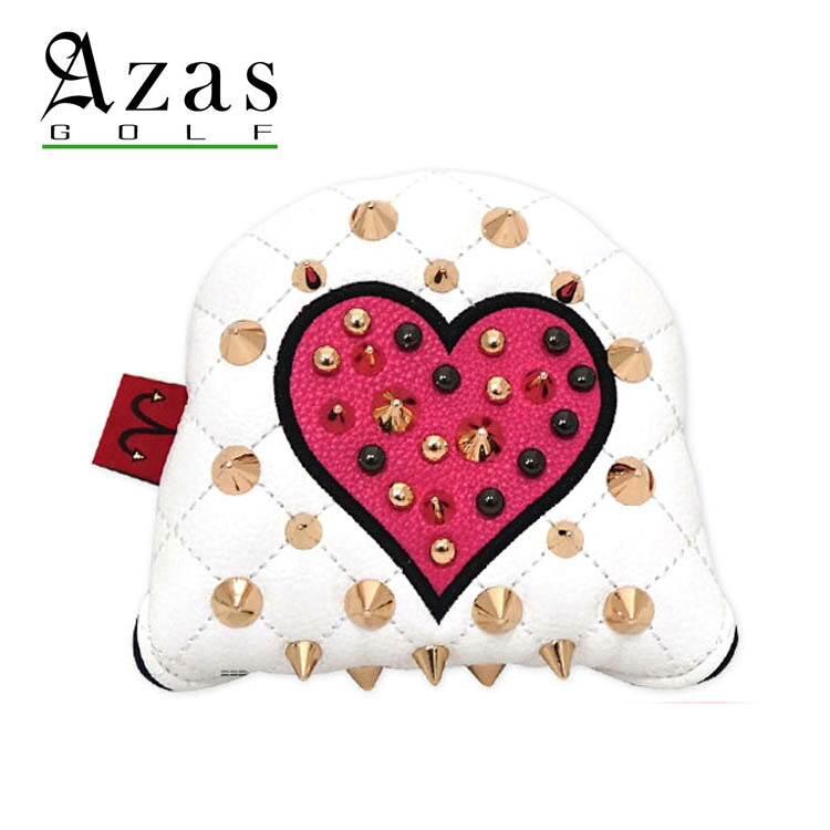 アザスゴルフ 7971CR Selmoヘッドカバー Corazon (GD&times;白)/BP PM パターカバー 合皮 レザー スタッズ スカル 日本製 Azas Golf SELMO Head Cover 20wn｜町のゴルフ屋さん