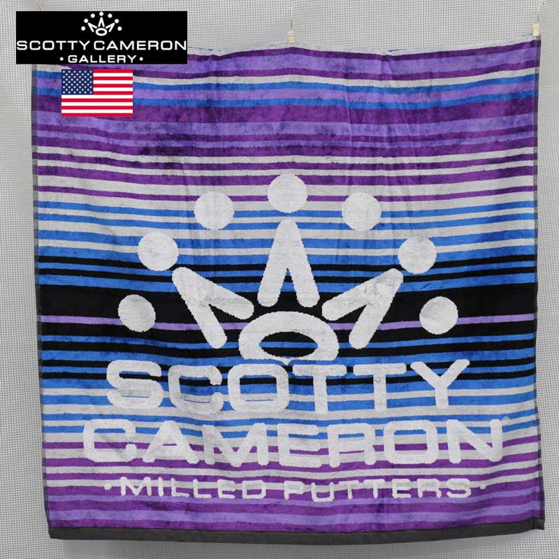 スコッティキャメロン ギャラリー限定デザイン ビーチタオル 大判タオル パープル ストライプ 綿100％ 79cm×154cm scotty cameron gallery