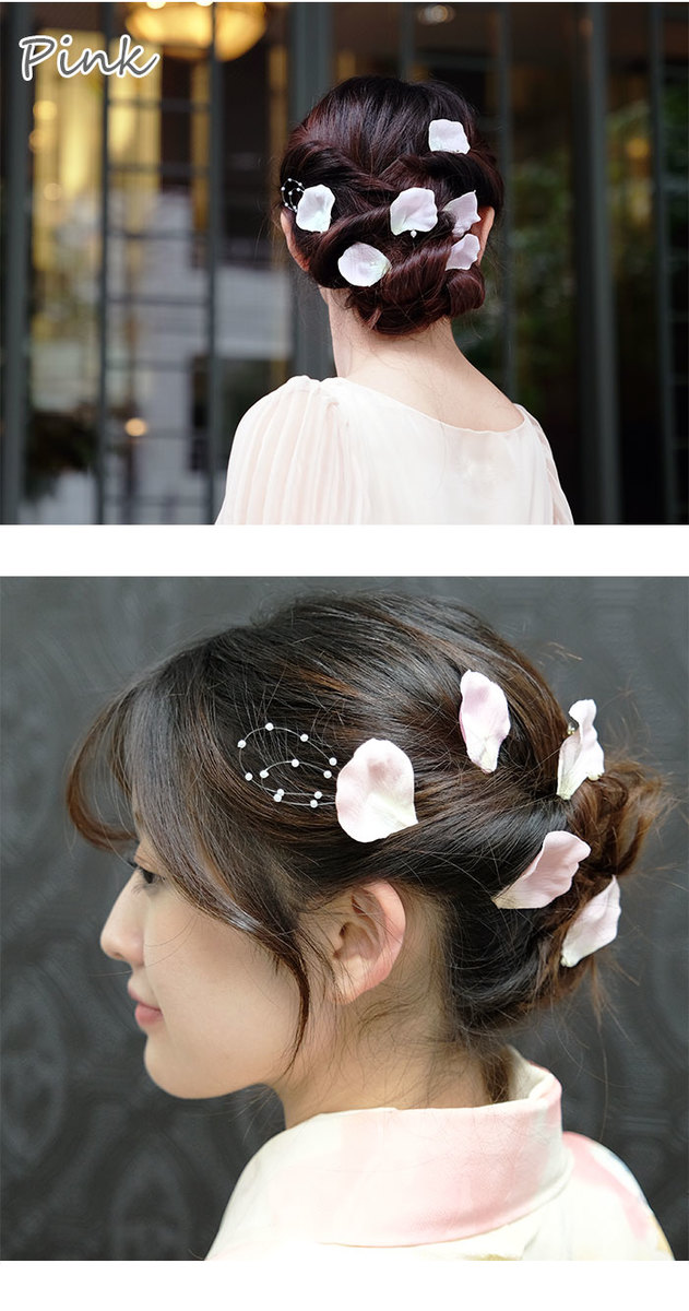 楽天市場 スペシャルプライス メール便 送料無料 花びら ヘアクリップ ６点セット 髪飾り 造花 花 日本製 フラワー ペタル クリップ ヘッドドレス ヘアアクセサリー コサージュ ローズ パール ウェディング 結婚式 二次会 ブライダル ウエディング 前撮り Machree