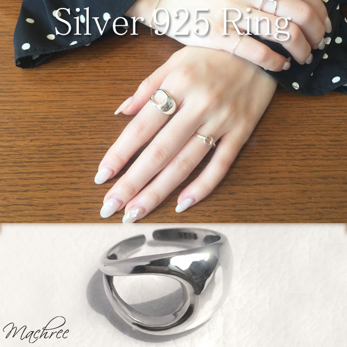 楽天市場 メール便 送料無料 リング シルバー925 シルバーリング レディース スターリング シルバー 925 指輪 サークル 丸 シンプル 重ね付け シルバーアクセ クール かっこいい モダン スタイリッシュ 鏡面 太め 光沢 プレゼント 誕生日 デイリー カジュアル Machree