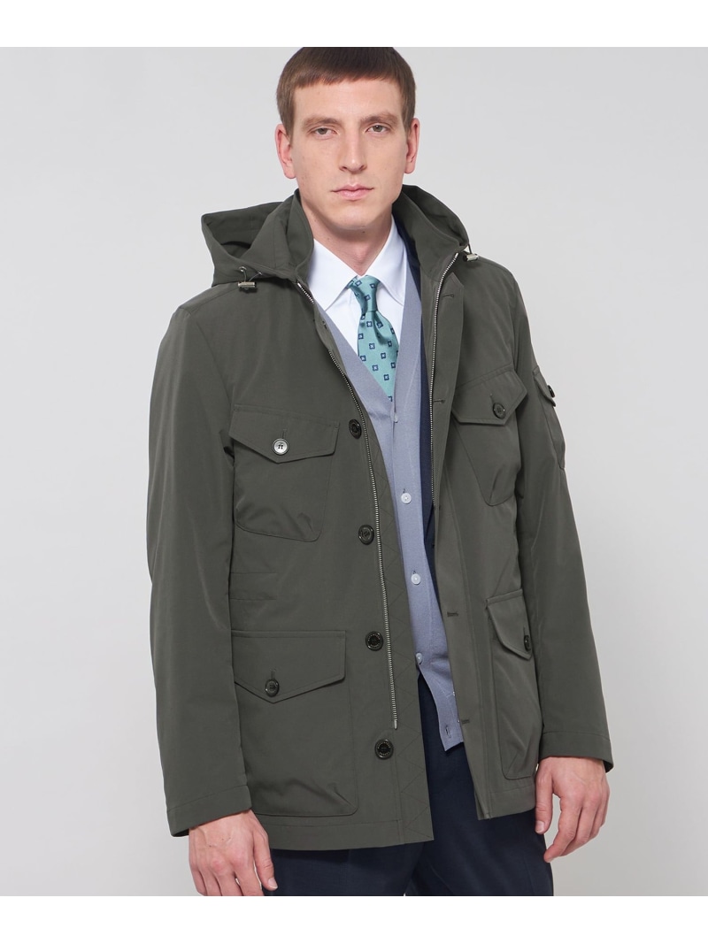 【SALE／50%OFF】【WEB・一部店舗限定】【BERWICK】ナイロンツイルフーデットブルゾン MACKINTOSH LONDON マッキントッシュ ロンドン ジャケット・アウター ブルゾン・ジャンパー グレー ネイビー【RBA_E】【送料無料】[ Fashion]
