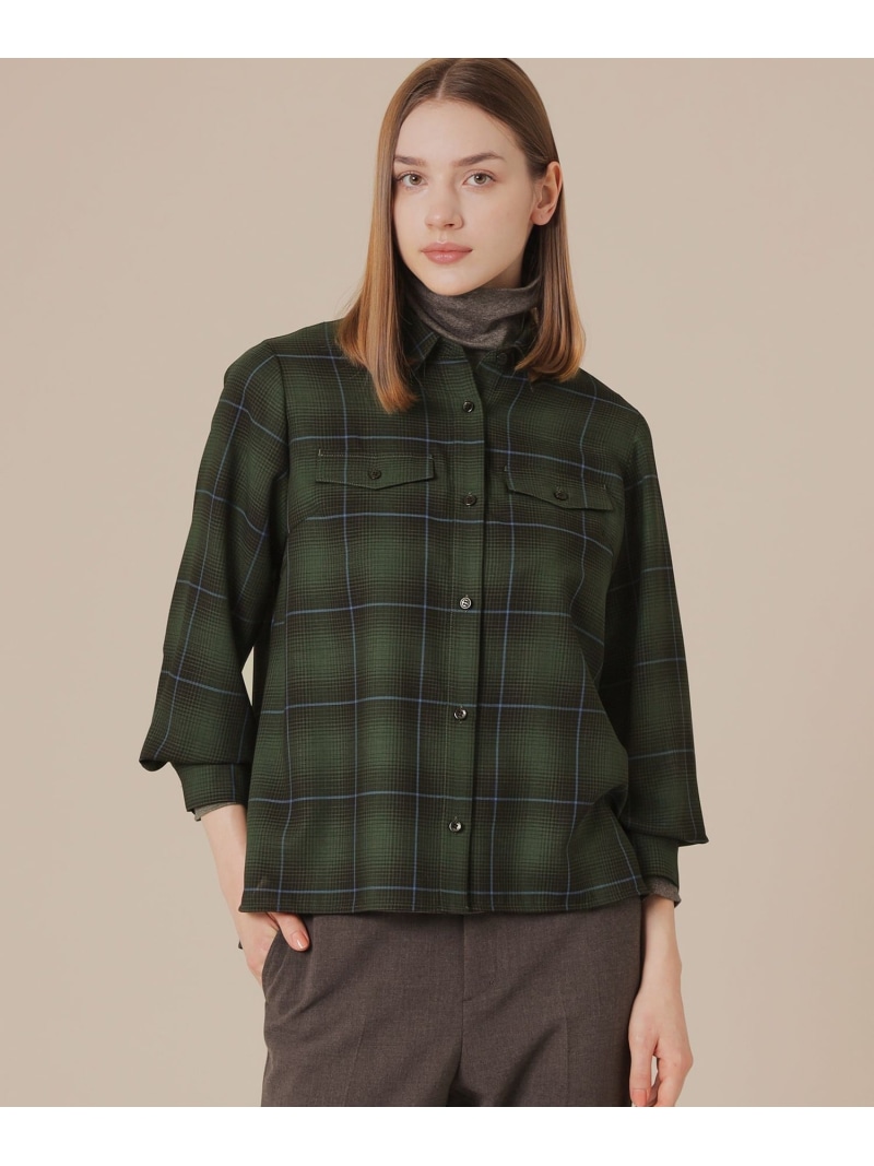 【SALE／30%OFF】ウォッシャブルウールビエラブラウス MACKINTOSH LONDON マッキントッシュ ロンドン トップス シャツ・ブラウス ブラック ベージュ グリーン【RBA_E】【送料無料】[ Fashion]