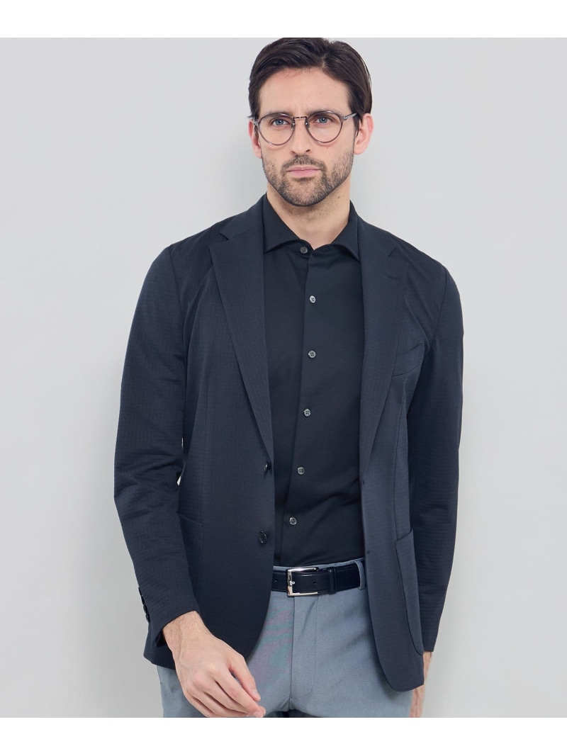 【FLEX JERSEY】ハウンドトゥースサッカージャージージャケット MACKINTOSH LONDON マッキントッシュ ロンドン ジャケット・アウター その他のジャケット・アウター ネイビー【送料無料】[ Fashion]