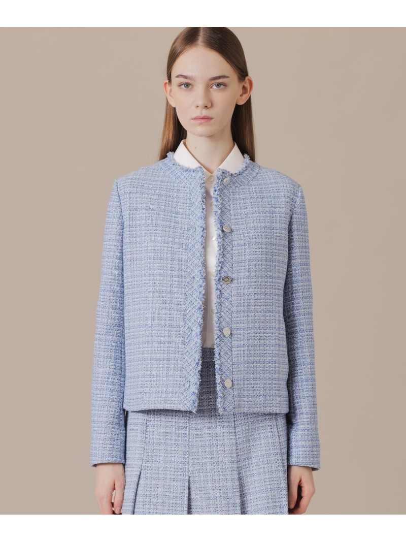 【SALE／24%OFF】ツイードノーカラージャケット MACKINTOSH LONDON マッキントッシュ ロンドン ジャケット・アウター ノーカラージャケット ブルー【RBA_E】【送料無料】[ Fashion]｜MACKINTOSH LONDON
