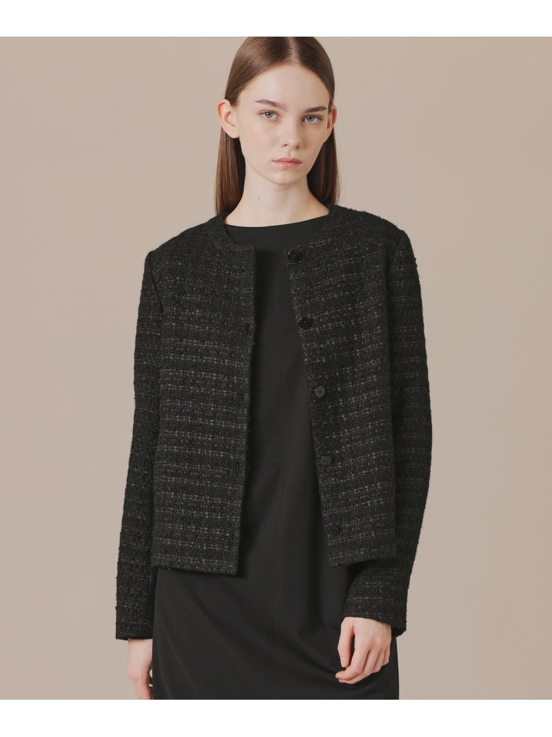 ツイードノーカラージャケット MACKINTOSH LONDON マッキントッシュ ロンドン ジャケット・アウター ノーカラージャケット ブラック【送料無料】[ Fashion]