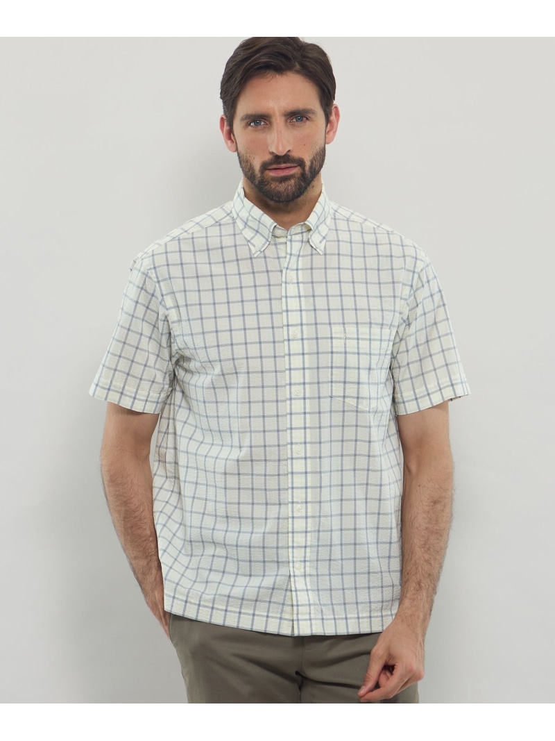 【SALE／71%OFF】シアサッカーギンガム 半袖ボタンダウンシャツ MACKINTOSH LONDON マッキントッシュ ロンドン トップス シャツ・ブラウス ブルー イエロー ブラウン【RBA_E】【送料無料】[ Fashion]