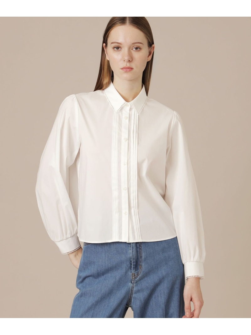 コットンナイロンストレッチピンタックブラウス MACKINTOSH LONDON マッキントッシュ ロンドン トップス シャツ・ブラウス ホワイト ブルー【送料無料】[ Fashion]｜MACKINTOSH LONDON