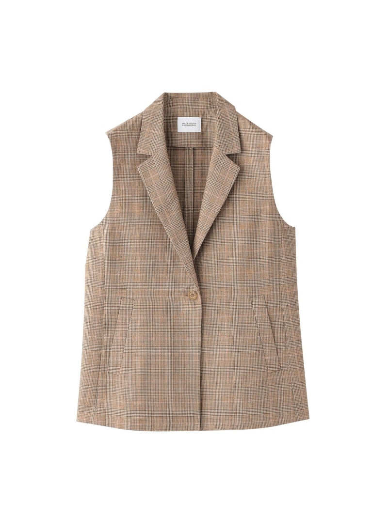 【SALE／21%OFF】バスケットチェックテーラードジレ MACKINTOSH PHILOSOPHY マッキントッシュ フィロソフィー ジャケット・アウター ブルゾン・ジャンパー ブラウン ネイビー【RBA_E】【送料無料】[ Fashion]｜MACKINTOSH PHILOSOPHY