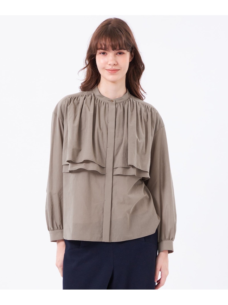 ボイルローンラッフルブラウス MACKINTOSH PHILOSOPHY マッキントッシュ フィロソフィー トップス シャツ・ブラウス ブラック ベージュ【送料無料】[ Fashion]