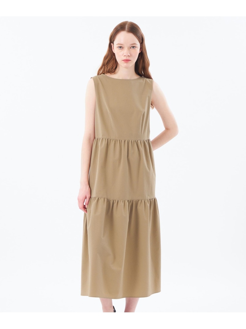 【SALE／15%OFF】サマーサッカーティアードワンピース MACKINTOSH PHILOSOPHY マッキントッシュ フィロソフィー ワンピース・ドレス ワンピース グリーン ブラック ベージュ【RBA_E】【送料無料】[ Fashion]