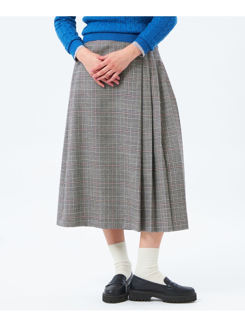 【SALE／18%OFF】サイドプリーツチェックツイードスカート MACKINTOSH PHILOSOPHY マッキントッシュ 哲学 スコート 余分の物のスコート 薄墨色 赤銅色【RBA_E】【貨物輸送無料】[ Fashion]
