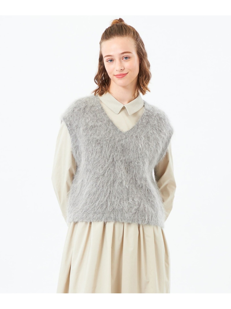 【SALE／22%OFF】アルパカシャギーニットベスト MACKINTOSH PHILOSOPHY マッキントッシュ フィロソフィー トップス ニット グレー ホワイト ブルー【RBA_E】【送料無料】[ Fashion]