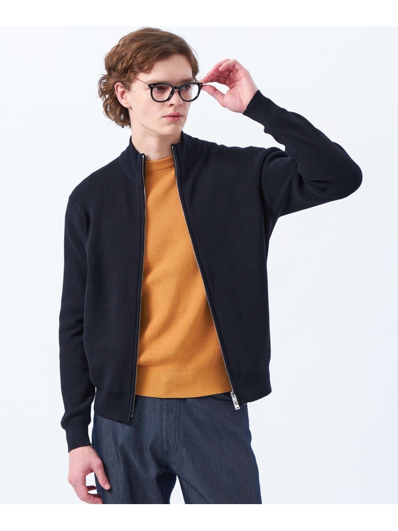 【SALE／50%OFF】片畦プレーティング ジップアップニット MACKINTOSH PHILOSOPHY マッキントッシュ フィロソフィー トップス ニット ネイビー ベージュ ブルー オレンジ【RBA_E】【送料無料】[ Fashion]