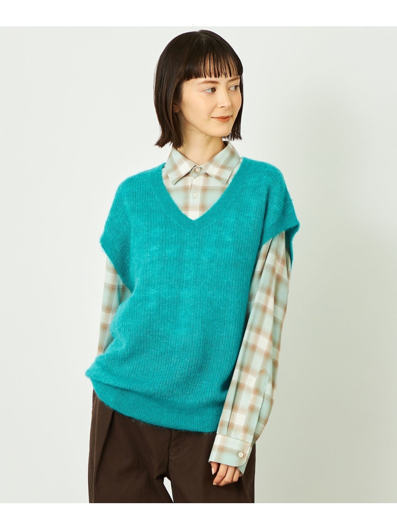 【SALE／30%OFF】GREY LABEL モヘアミックスVネックベスト MACKINTOSH PHILOSOPHY マッキントッシュ フィロソフィー トップス ニット ネイビー ブラック【RBA_E】【送料無料】[ Fashion]｜MACKINTOSH PHILOSOPHY