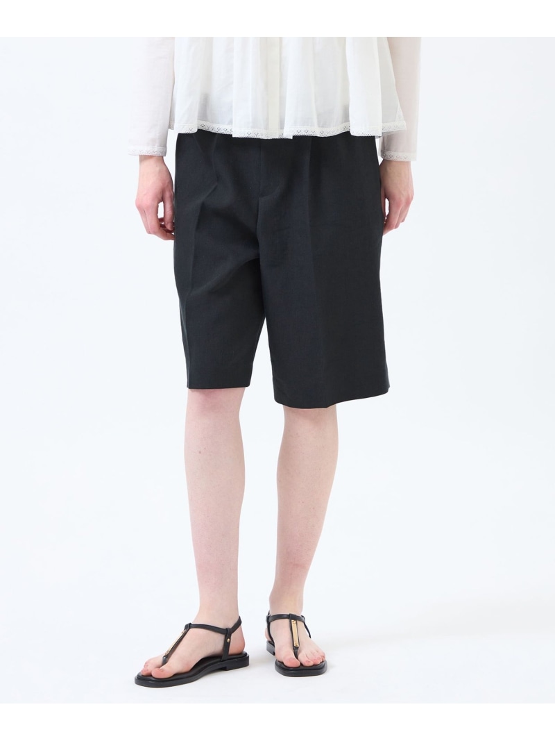 【WEB\u0026構成要素バス発着場押さえる】フレックスリネンハーフパンツ MACKINTOSH PHILOSOPHY マッキントッシュ 哲学 ズボン下 余分の物のズボン下 黒いこと【貨物輸送無料】[ Fashion]