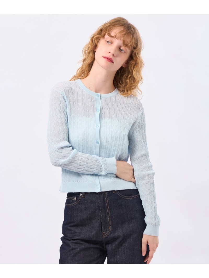 【SALE／18%OFF】シアーケーブルカーディガン MACKINTOSH PHILOSOPHY マッキントッシュ フィロソフィー トップス ニット ピンク ブラック【RBA_E】【送料無料】[ Fashion]｜MACKINTOSH PHILOSOPHY