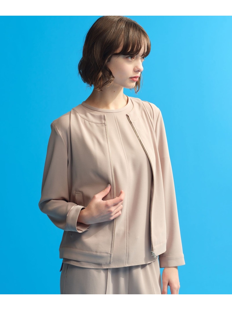 【SALE／20%OFF】バックサテンノーカラージップジャケット MACKINTOSH PHILOSOPHY マッキントッシュ フィロソフィー ジャケット・アウター ブルゾン・ジャンパー ネイビー ベージュ【RBA_E】【送料無料】[ Fashion]