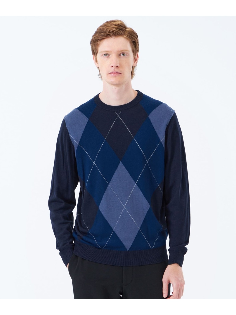 【SALE／18%OFF】ビッグアーガイル クルーネックプルオーバーニット MACKINTOSH PHILOSOPHY マッキントッシュ フィロソフィー トップス ニット ブルー【RBA_E】【送料無料】[ Fashion]