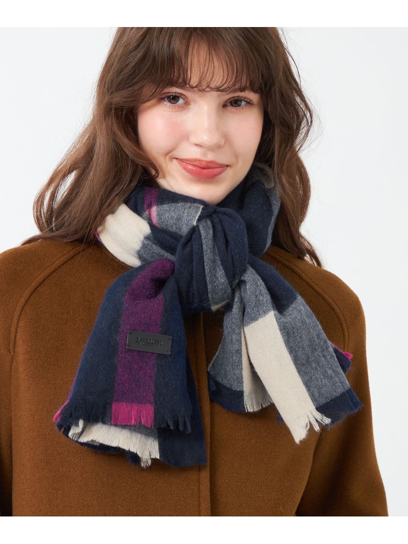 【SALE／45%OFF】ウォッシャブルカシミヤチェックストール MACKINTOSH PHILOSOPHY マッキントッシュ 哲学 流行り物雑貨 マフラー・ストール・ネックウォーマー 米国海軍 薄墨色 パープル 赤銅色【RBA_E】【貨物輸送無料】[ Fashion]