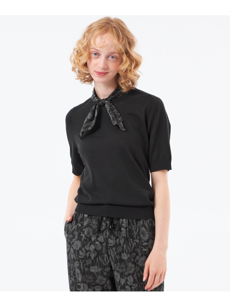 リバティスカーフタイコンビニット MACKINTOSH PHILOSOPHY マッキントッシュ 哲学 トップス 編み物 黒いこと【貨物輸送無料】[ Fashion]