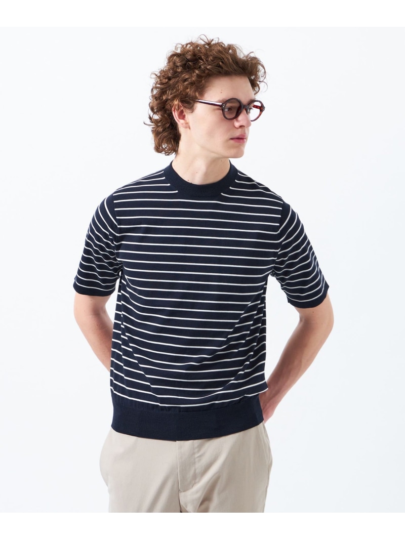 【SALE／60%OFF】TEXBRIDプレーティング 半袖セミモックネックプルオーバーニット MACKINTOSH PHILOSOPHY マッキントッシュ フィロソフィー トップス ニット ホワイト ネイビー【RBA_E】【送料無料】[ Fashion]