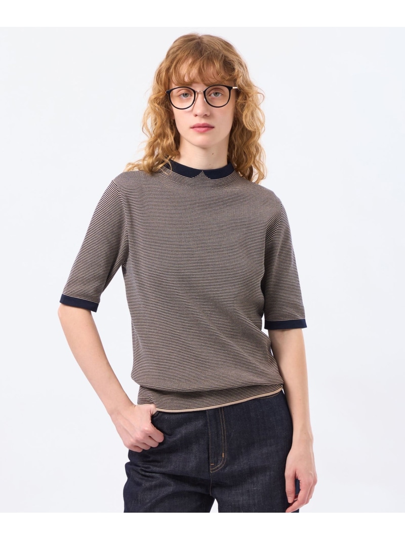 【SALE／15%OFF】Cleric Collar Knit ハーフスリーブ MACKINTOSH PHILOSOPHY マッキントッシュ フィロソフィー トップス ニット グリーン ネイビー ブルー【RBA_E】【送料無料】[ Fashion]｜MACKINTOSH PHILOSOPHY