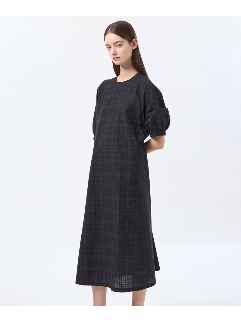 【SALE／18%OFF】サッカーチェックフレアワンピース MACKINTOSH PHILOSOPHY マッキントッシュ フィロソフィー ワンピース・ドレス ワンピース ネイビー ベージュ【RBA_E】【送料無料】[ Fashion]｜MACKINTOSH PHILOSOPHY