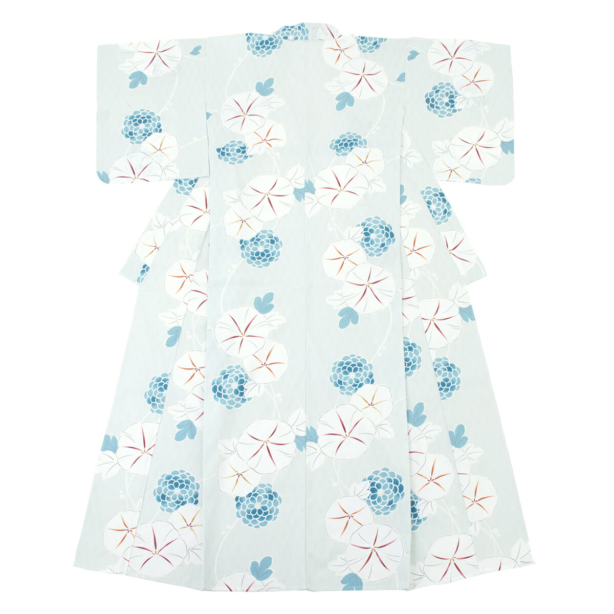 オンラインショップ 浴衣 花火大会 夏祭り ボヌールセゾン 変わり織り 綿 縞 花 菊 ピンポンマム 朝顔 白 ブルー 青系 マクレ Saisons Bonheur By Macle レディース浴衣 女性用 フリーサイズ 送料無料 あす楽対応 大人浴衣 ママ 40代 30代 仕立て上がり