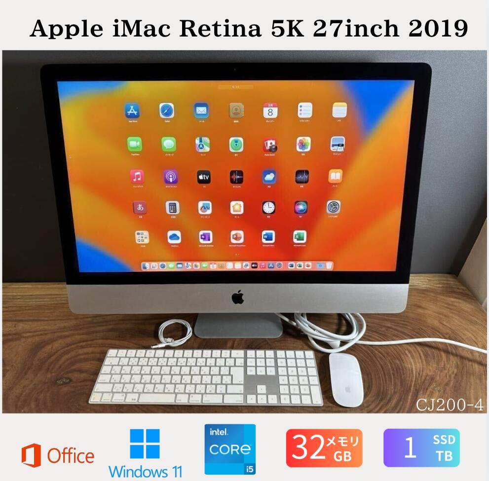 【中古】貨物輸送無料  Apple iMac Retina 5K 27inch 2019/CPUi5 3.0GHZ/32GB/SSD1肺結核/GPU4GB office2024/Windows11保全品 引き受けるあり すべり出し築き上げる不必要 無料受け支える