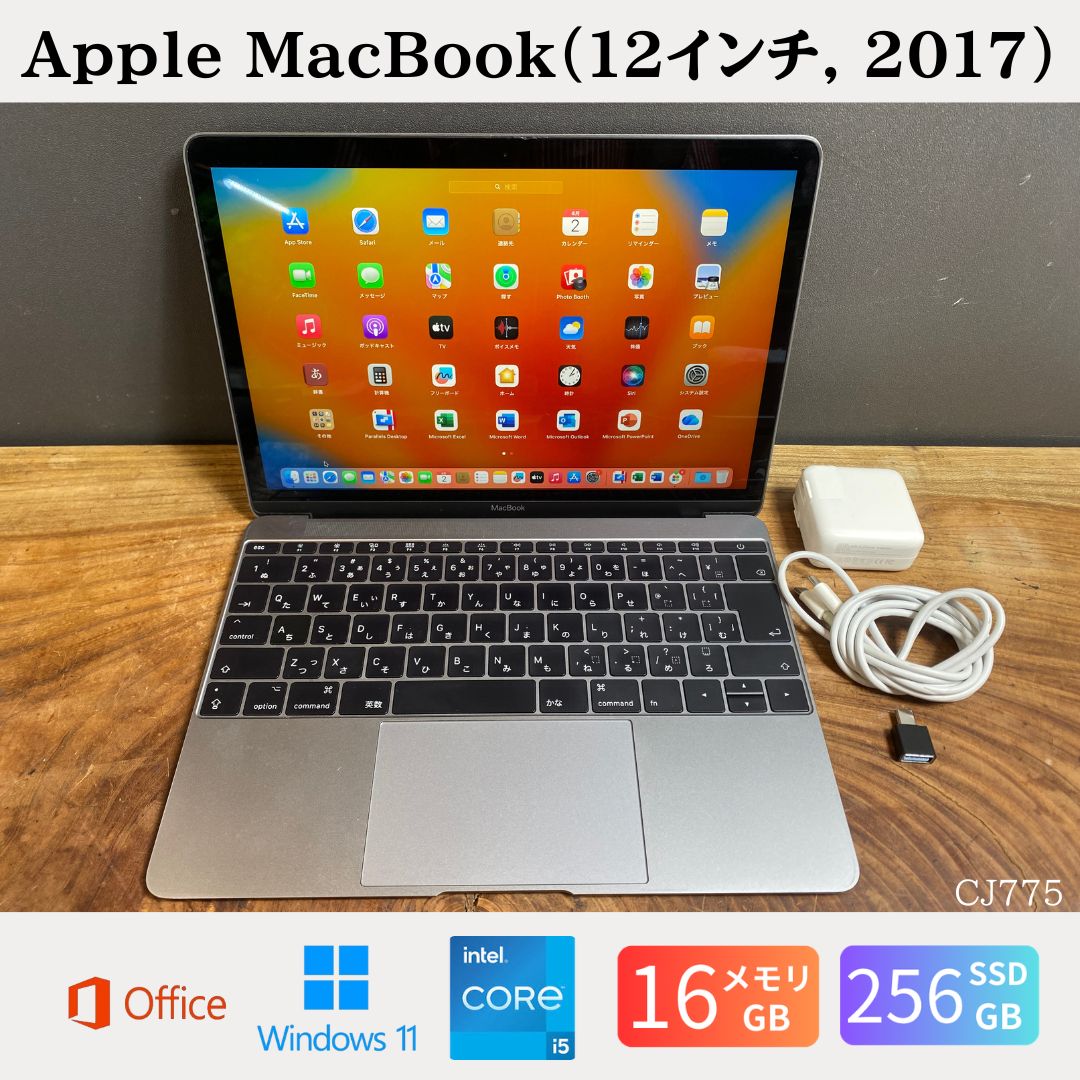 【中古】［美品］Apple MacBook（12in, 2017）/ Core i5 / 記憶装置16GB / SSD256GB / Windows11 / Office2024 引き請けるあり すべり出し備えつける不必要 無料受け支える パソコン・周辺機器-ノートPC-パソコン